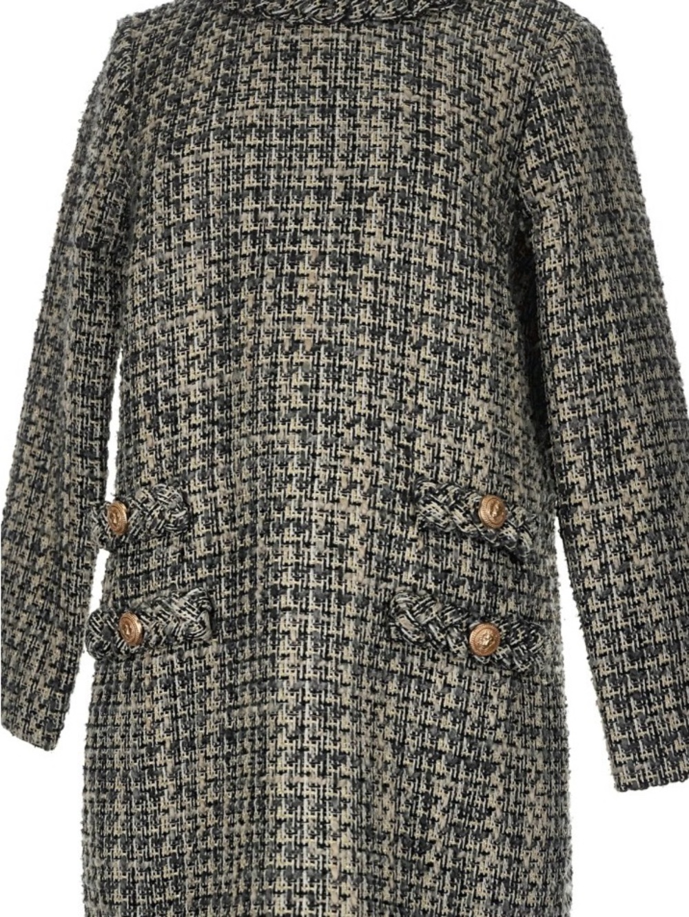 Tuckernuck Black and Cream Tweed Jackie dress with Gold Buttons